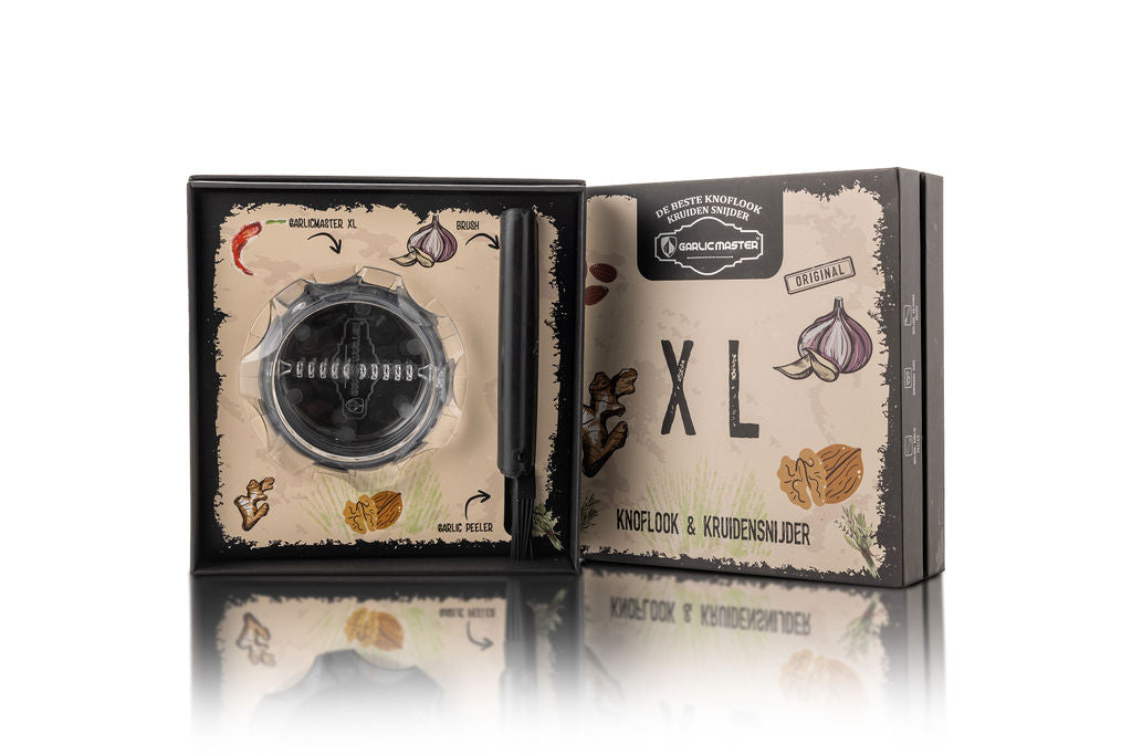 5 x Garlicmaster XL: Die geräumige Knoblauchpresse für jede Küche (transparent)