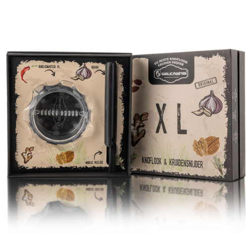 5 x Garlicmaster XL: Die geräumige Knoblauchpresse für jede Küche (transparent)