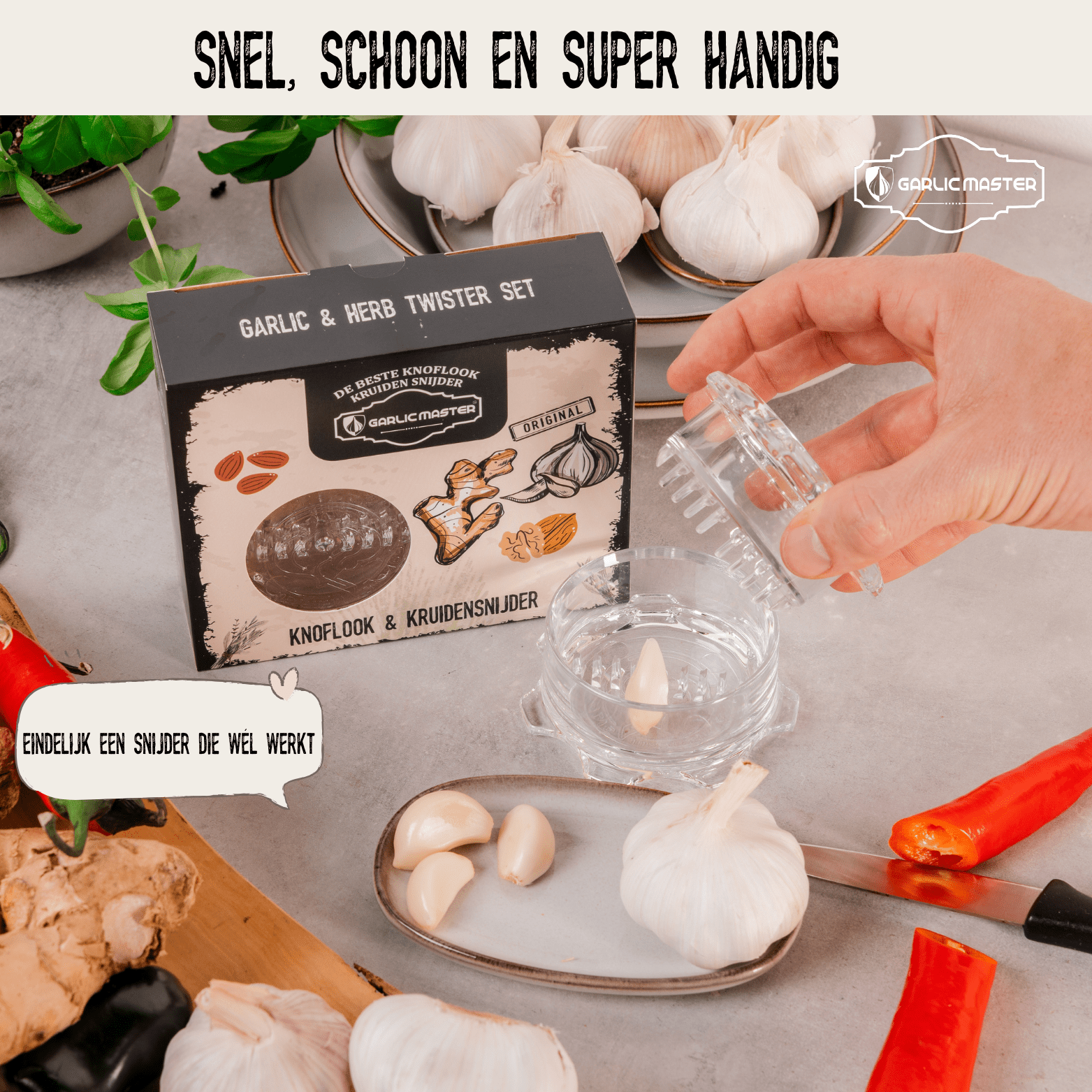 Knoflook & Kruiden Snijder Garlicmaster® - Garlicmaster.nl